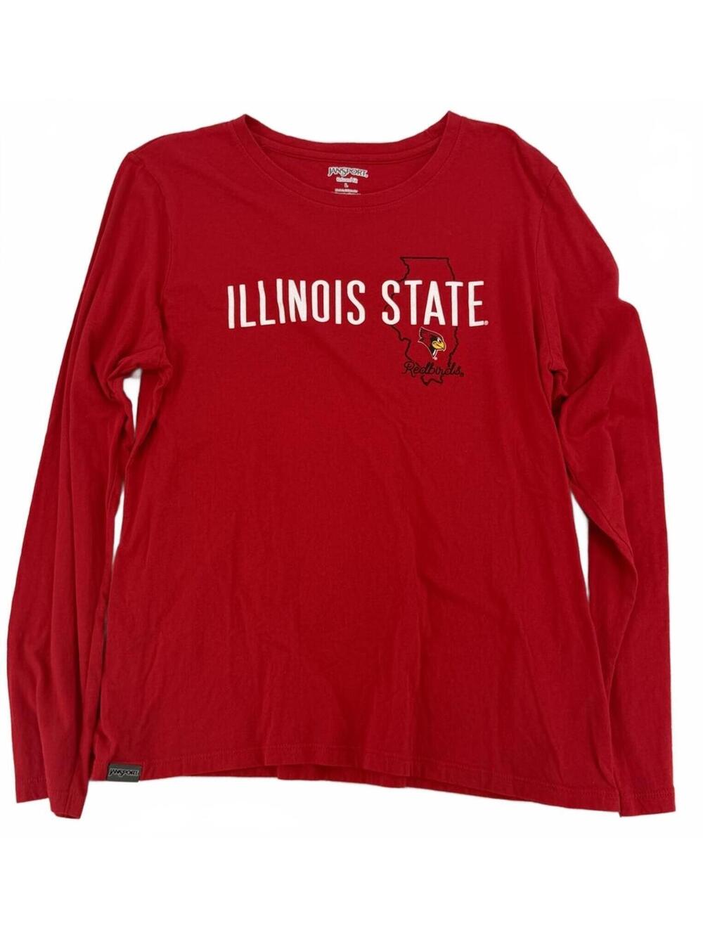 90s JanSport Long Sleeve Shirt Large Red Illinois State Vintage